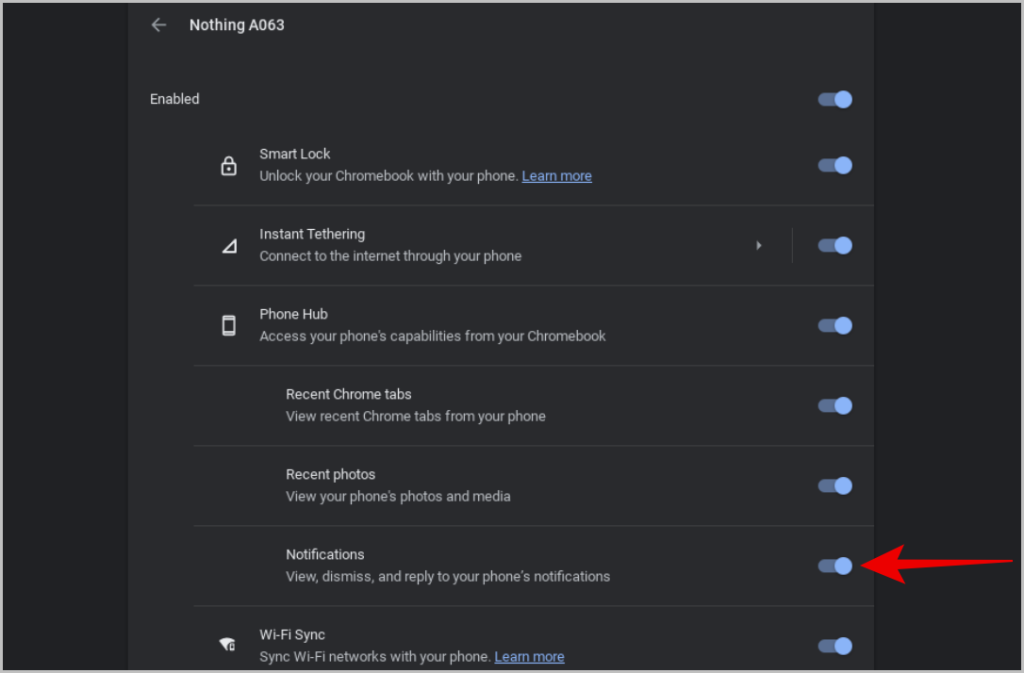 Habilitación de notificaciones telefónicas en Chromebook