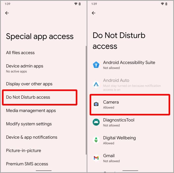 No molestar Acceso Configuración Pixel Android