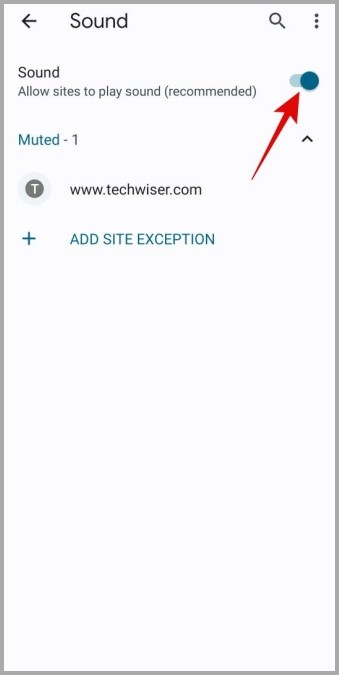 Habilite el permiso de sonido para sitios web en Chrome para Android