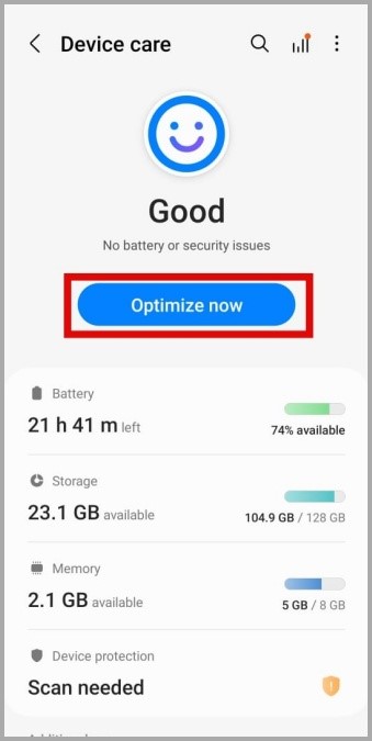 Optimizar la batería en el teléfono Samsung