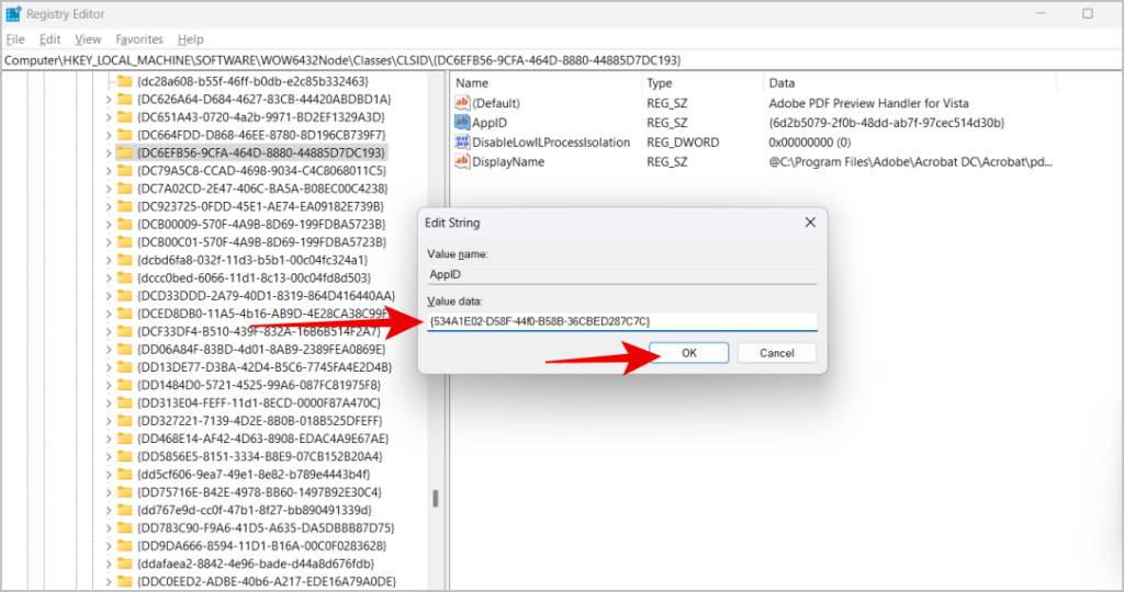 Changing value data on Registry Editor
