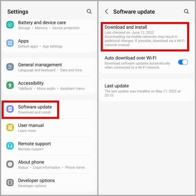 Buscar actualizaciones de software en el teléfono Samsung