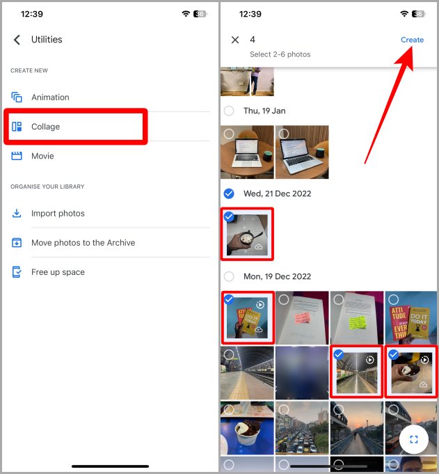 Create a Collage on iPhone using Google Photos