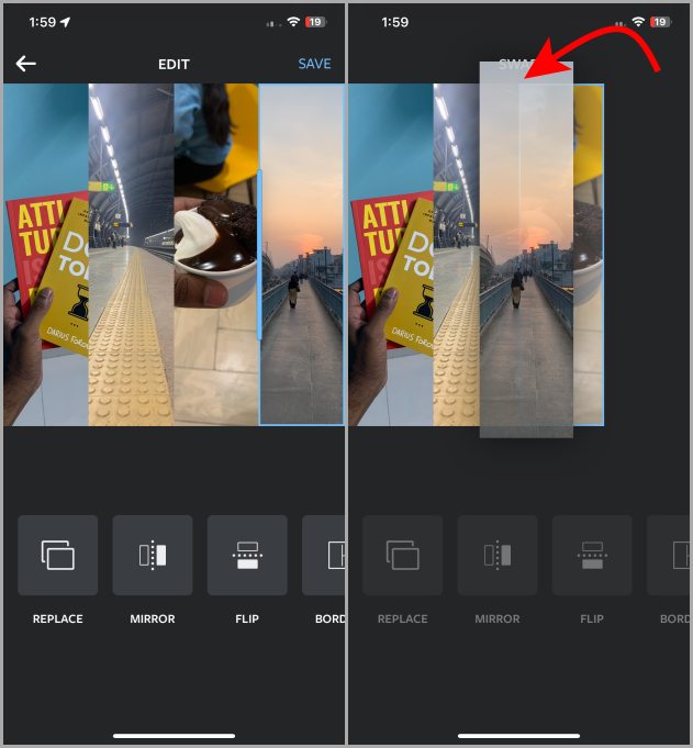 Editing A Collage on Layouts app on iPhone