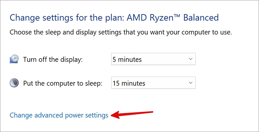change advanced power settings on Windows