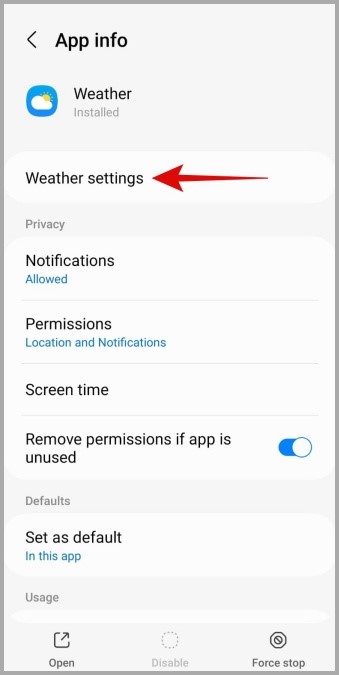 Configuración de la aplicación meteorológica en el teléfono Samsung Galaxy