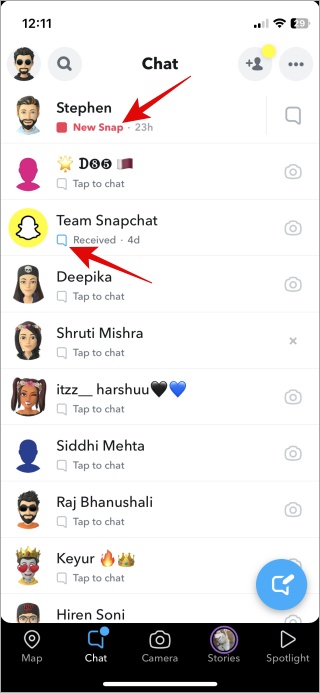 snapchat chat screen icons and symbols