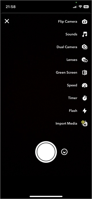 snapchat video recording screen icons