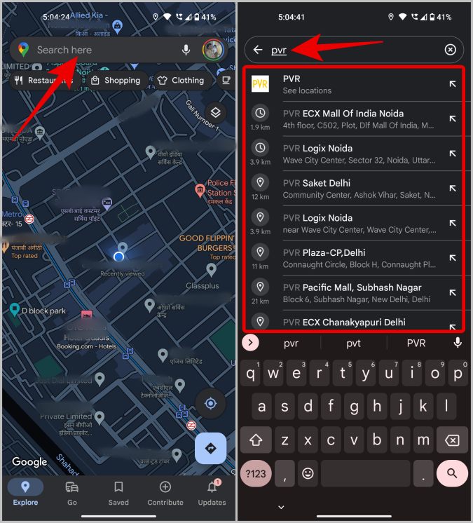 Búsqueda de ubicación para compartir en Google Maps