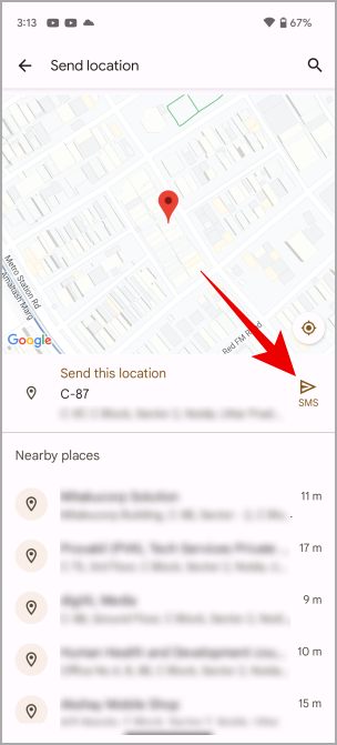 Envío de la ubicación en Google Messages