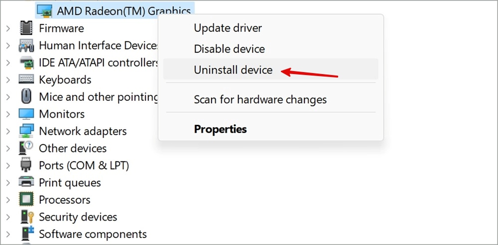 uninstall graphics drivers on windows