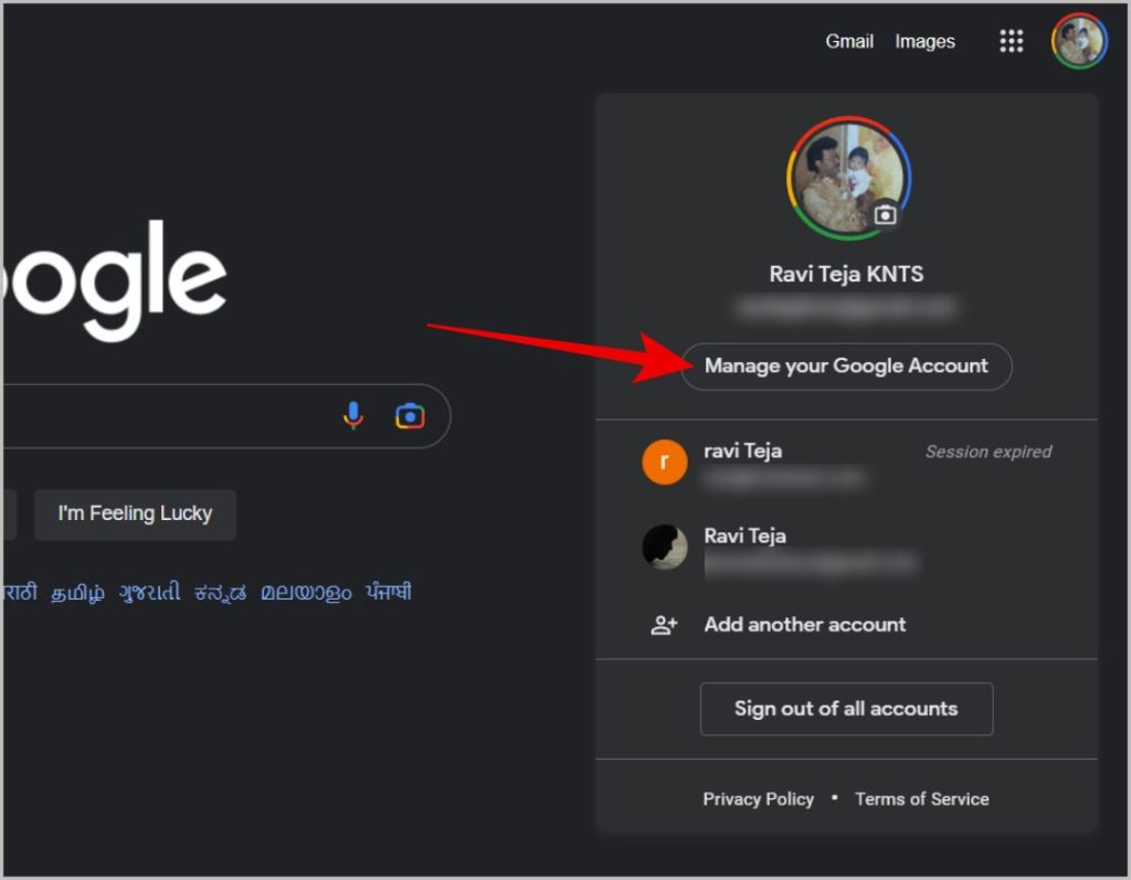 Manage your Google Account 