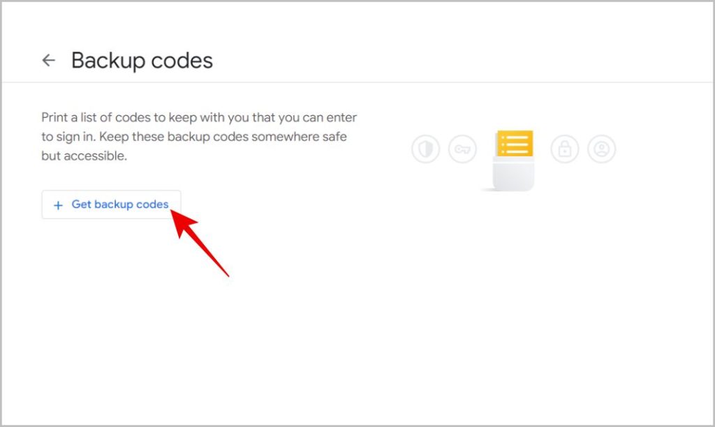 Get backup codes on Google Account