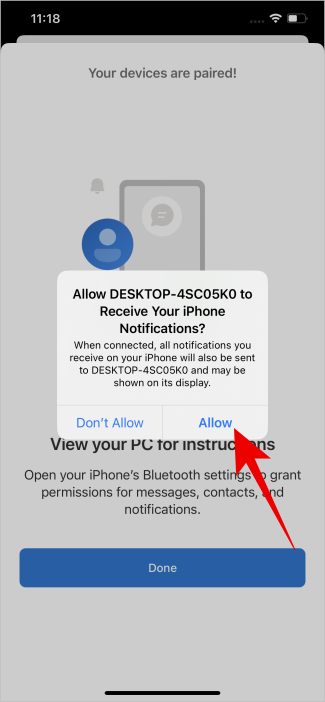 Allowing iPhone notifications on desktop