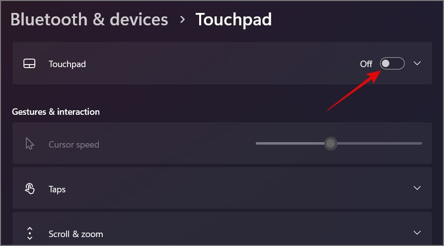 Disable Touchpad on Windows Laptop