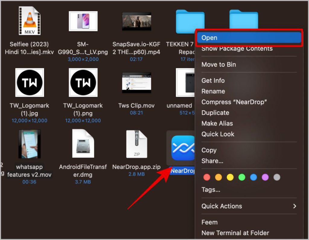 Installing Neardrop app on Mac
