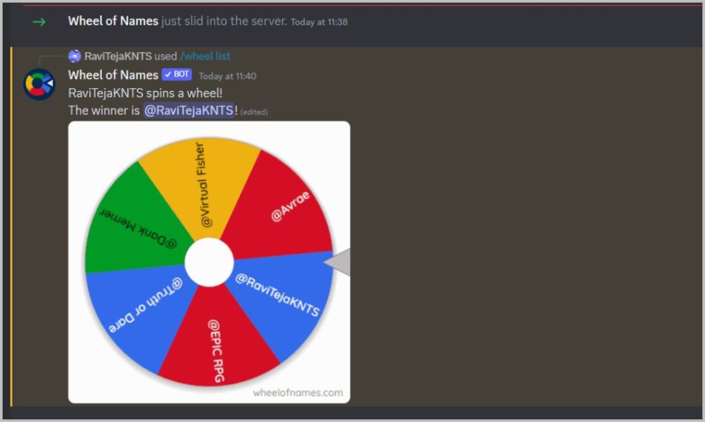 Wheel of Names Discord Bot
