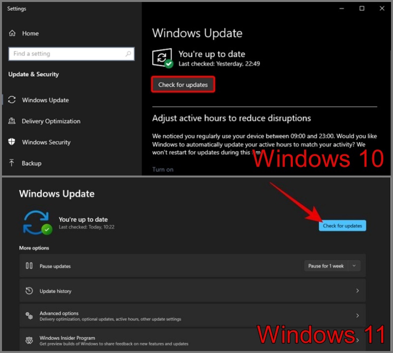 Check for Windows Update on Windows 10 and 11