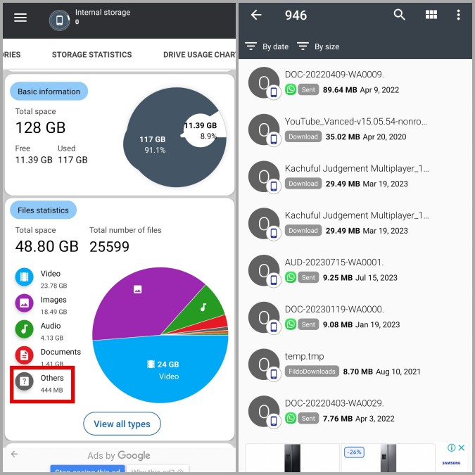 View Other Storage in the Storage Analyzer App on Samsung Phone