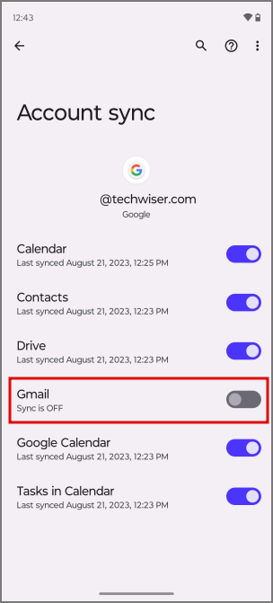 receive emails on gmail by enabling sync