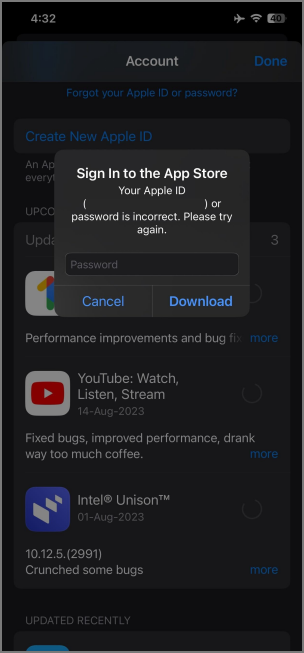 sign in with apple id in app store