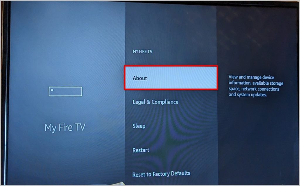 About section in Fire TV Stick