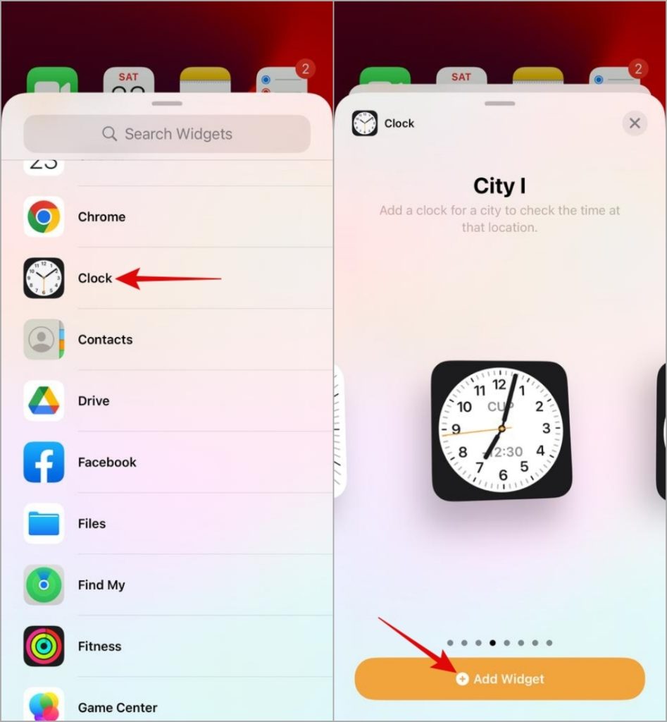 Add Clock Widget on iPhone Home Screen
