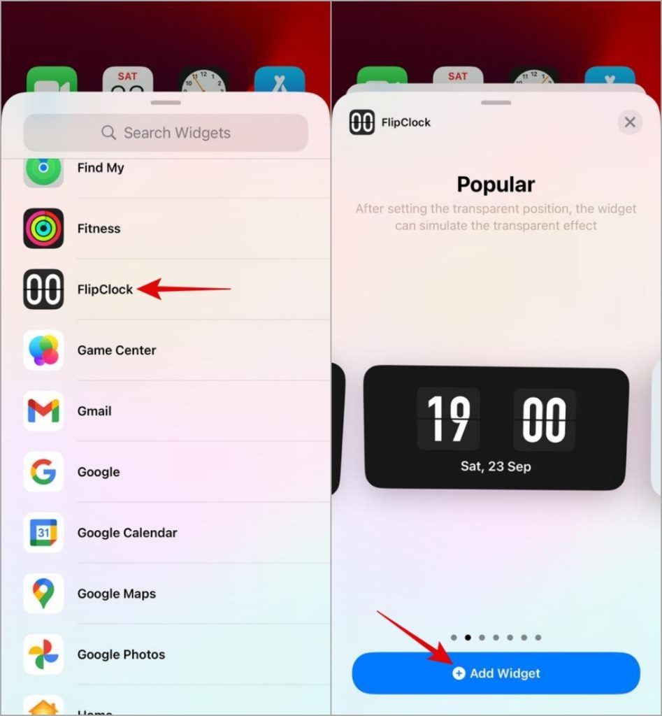 Add Flip Clock Widget on iPhone Home Screen