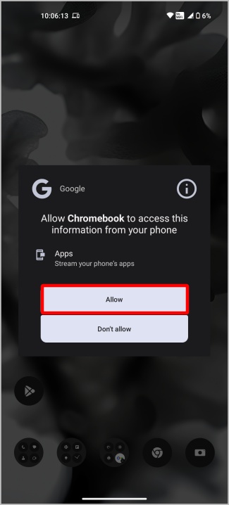 Enabling app support from Android to Chromebook