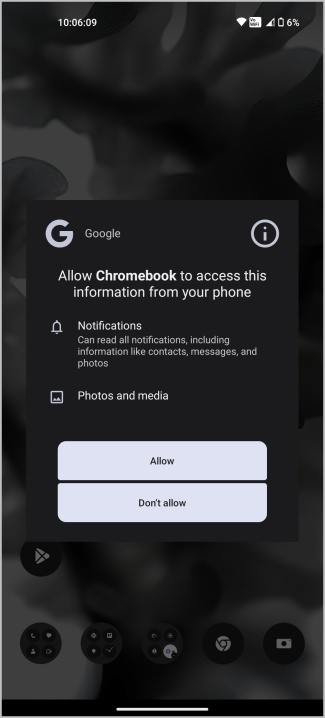 Enabling notifications and photos of Android to Chromebook