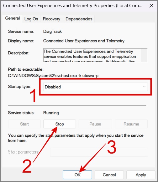 Disable Connected User Experiences and Telemetry Service