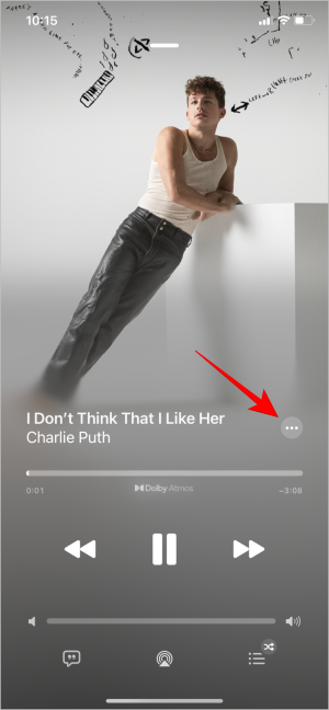 click on kebab menu of now playing section of Apple Music