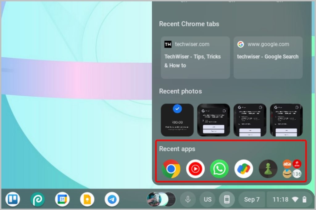 Recent Android apps on Chromebook
