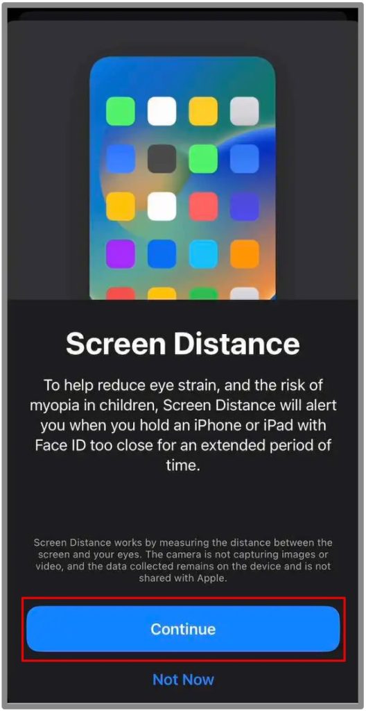Screen Distance on iOS17 3