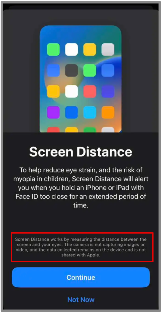 Screen Distance on iOS17 5