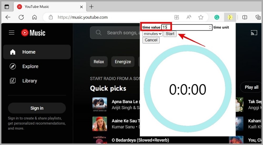 Set Up a Sleep Timer in YouTube Music for Web