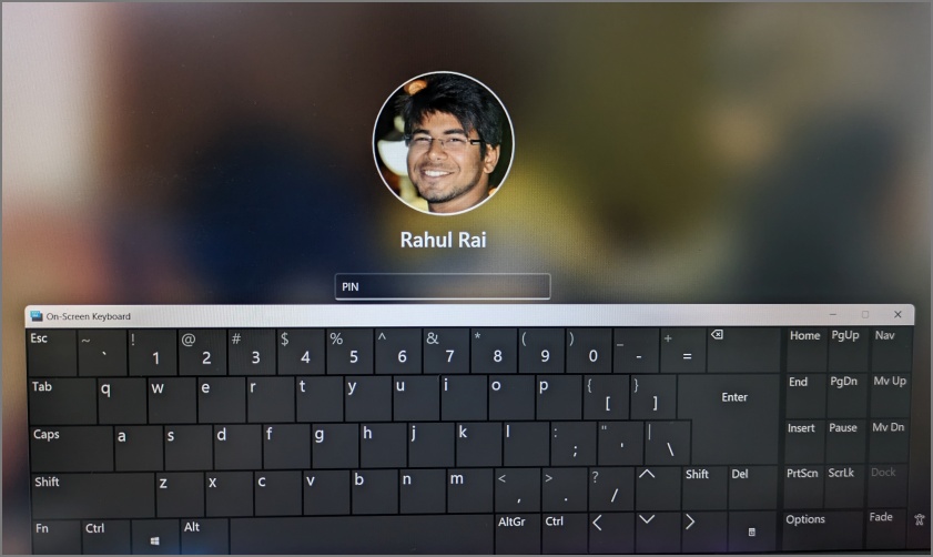 enter the password or PIN using on-screen keyboard