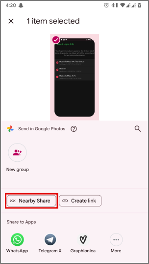 Share menu in Android