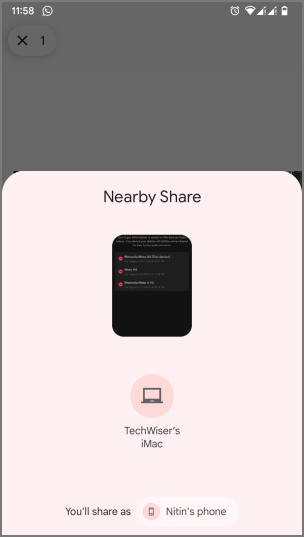 Android detecting Mac in Nearby Share