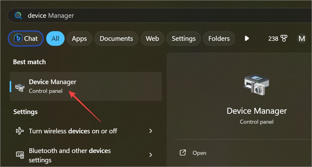 Open Device Manager from Windows Start Menu