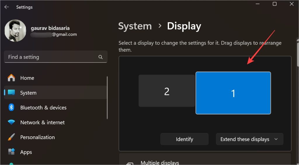Select Display Monitor in Windows