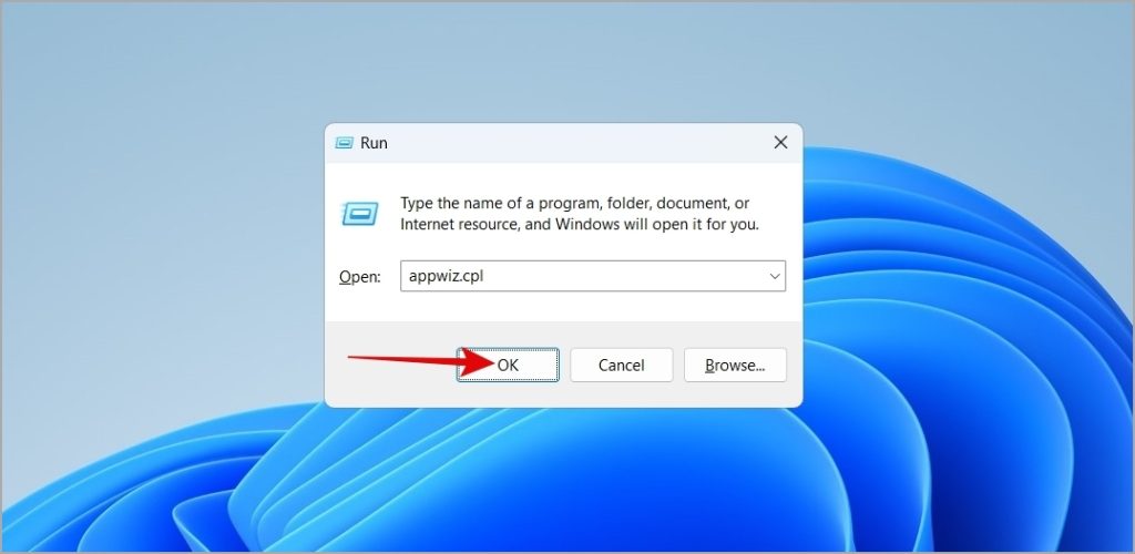 Open the Programs and Features window on Windows
