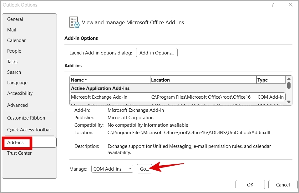Outlook add-ins on Windows