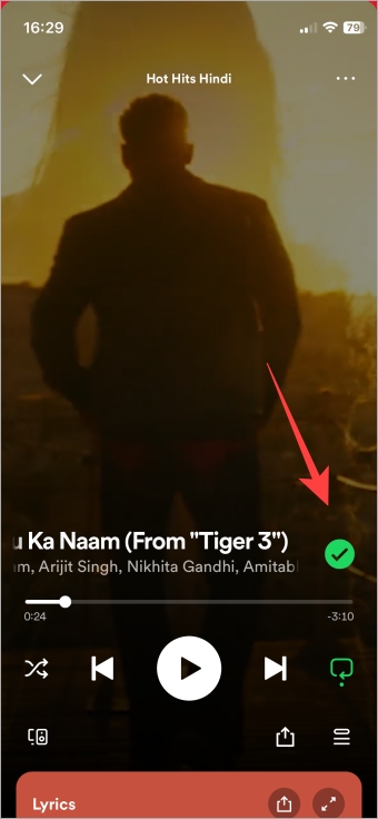 tick icon in spotify adding songs to playlist