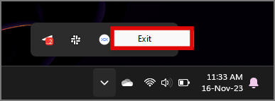closing apps from the system tray on the taskbar in Windows
