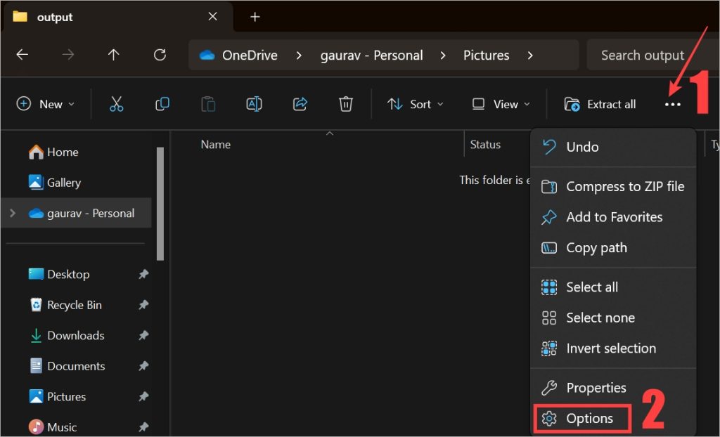 How to Open Folder Options in File Explorer on Windows
