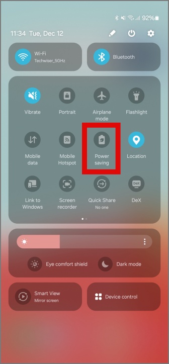 enable power saver mode in samsung galaxy phones