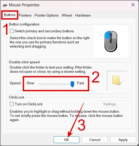 Move the slider closer to Faster speed - Windows 11