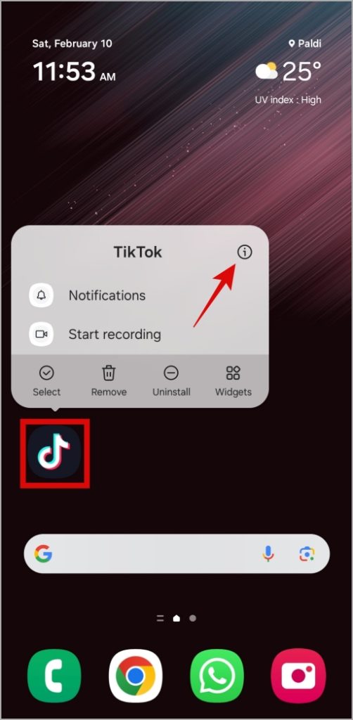 Open TikTok App Info on Android
