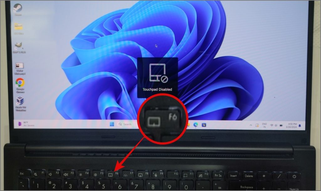 Dedicated key to disable the touchpad on your Windows laptop